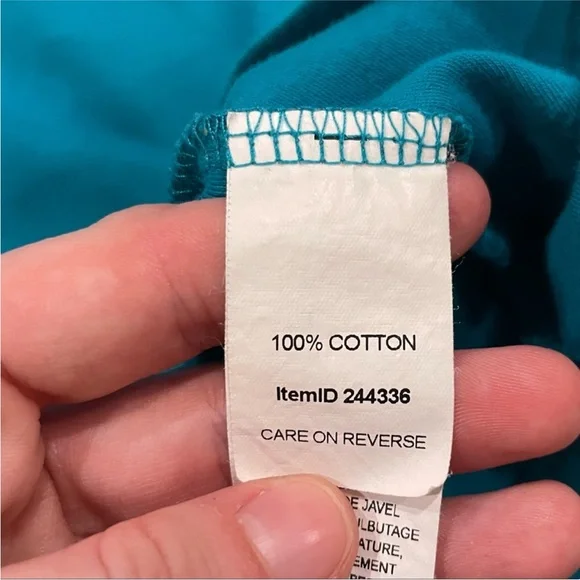 LL Bean Vneck Blue 3/4 Sleeve Shirt 3X - Picture 5 of 8